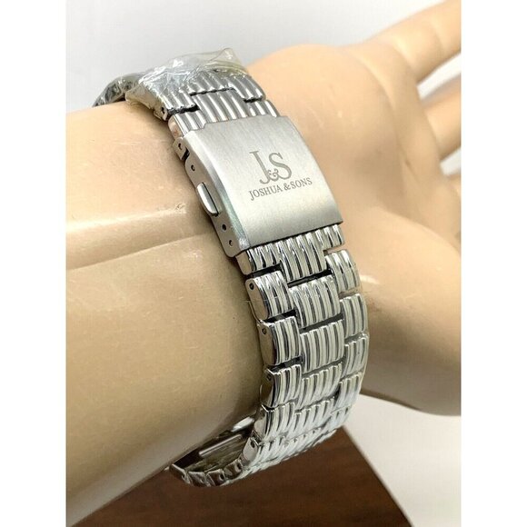 Joshua & Sons Men's Watch JS99SS Quartz Silver Stainless Steel 44mm - Picture 10 of 14